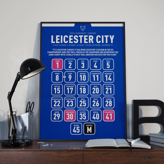 Leicester City 23/24 Championship Winners – Squad Print