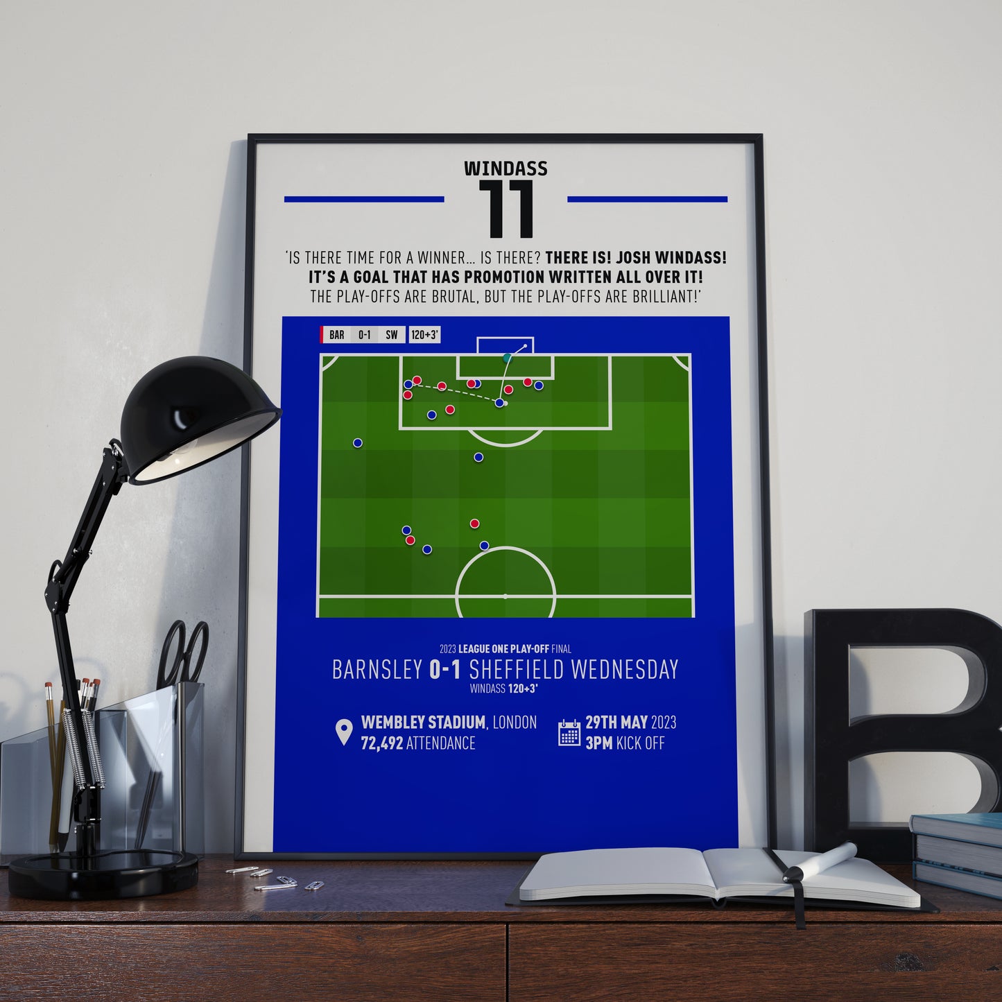 Josh Windass | Last Second Winner In Play-Off Final (BAR 0-1 SW) Goal Print | Poster