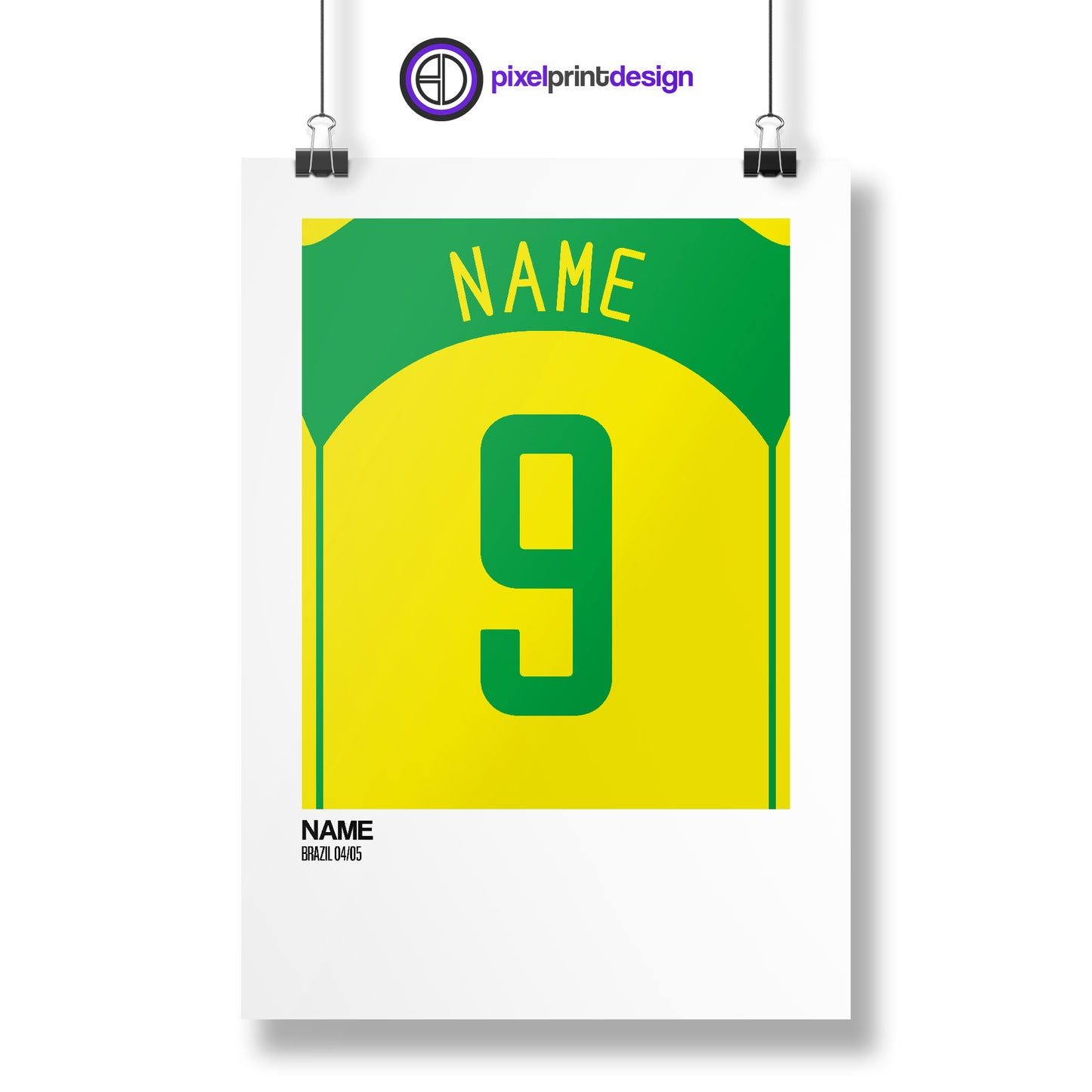 Brazil Home Kit 2004-06 | Custom Name & Number | Poster