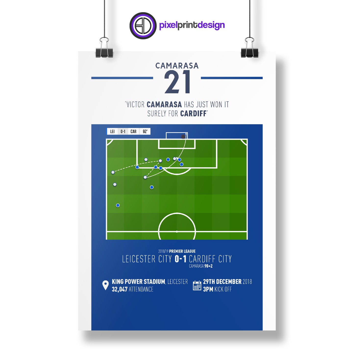 Victor Camarasa | Late Screamer (LEI 0-1 CAR) Goal Print | Poster