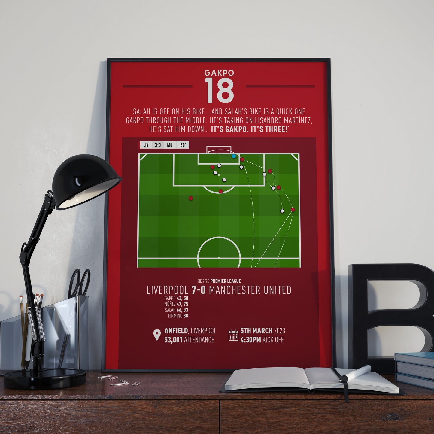 Cody Gakpo | 2nd Goal In 7-0 Win (LIV 7-0 MU) Goal Print | Poster