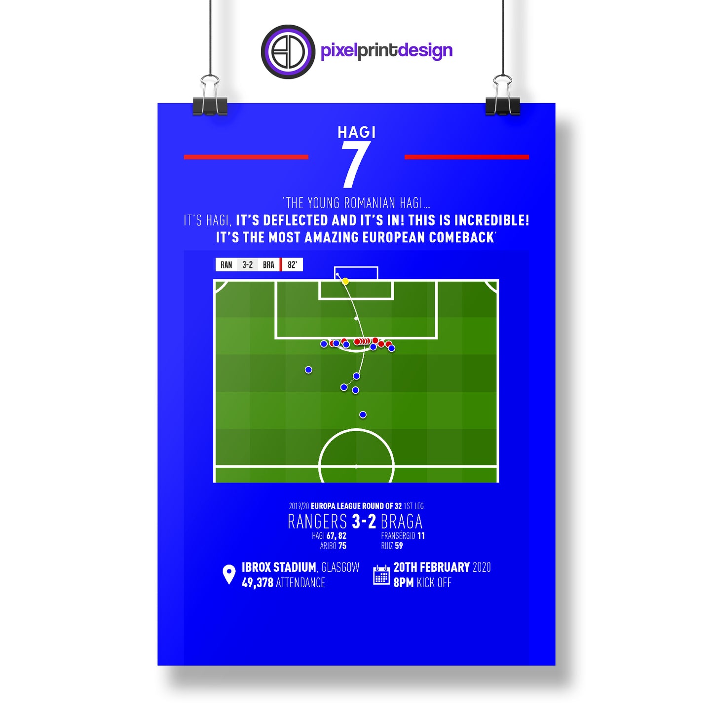 Ianis Hagi | Late Free Kick To Complete Comeback (RAN 3-2 BRA) Goal Print | Poster