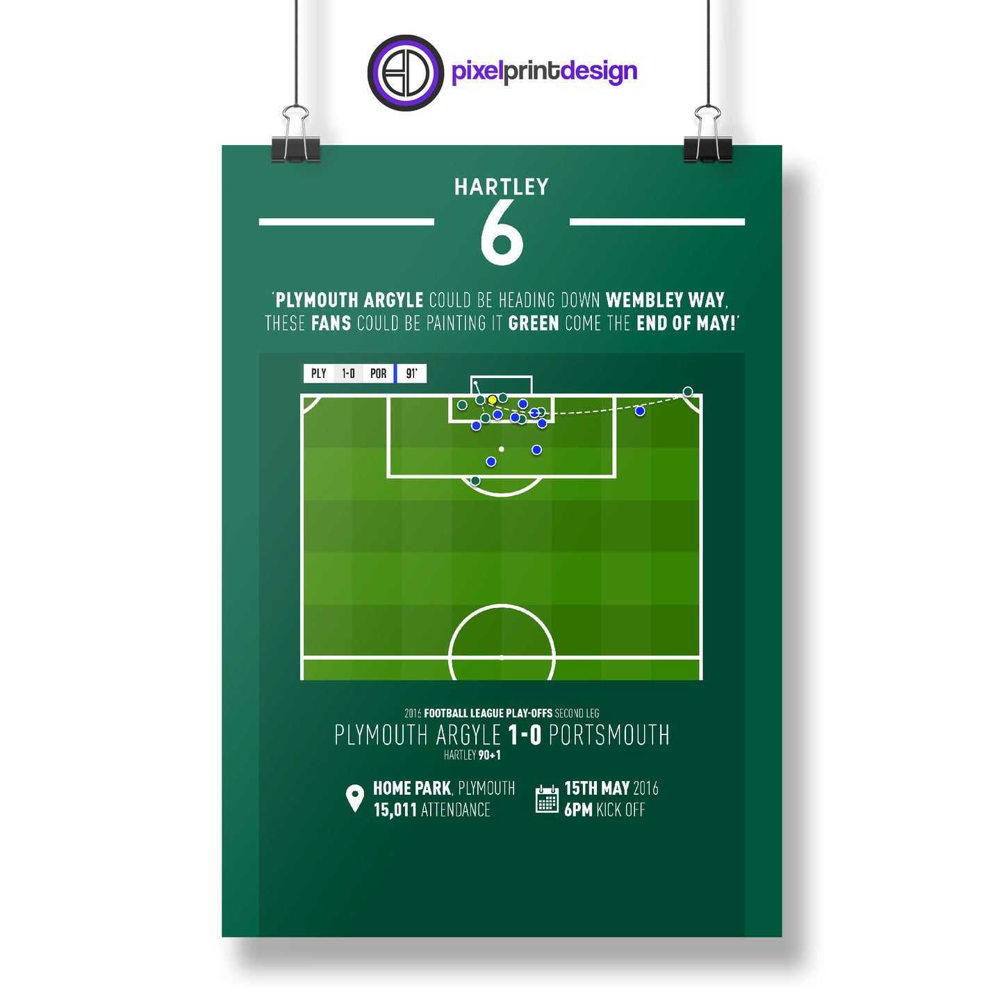 Peter Hartley | Injury Time Winner In Play-Offs (PLY 1-0 POR) Goal Print | Poster