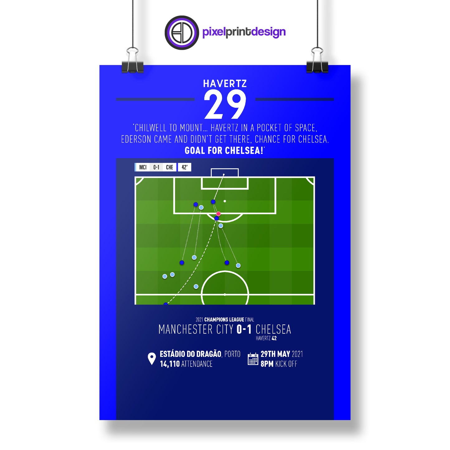 Kai Havertz | Winner In European Final (MCI 0-1 CHE) Goal Print | Poster