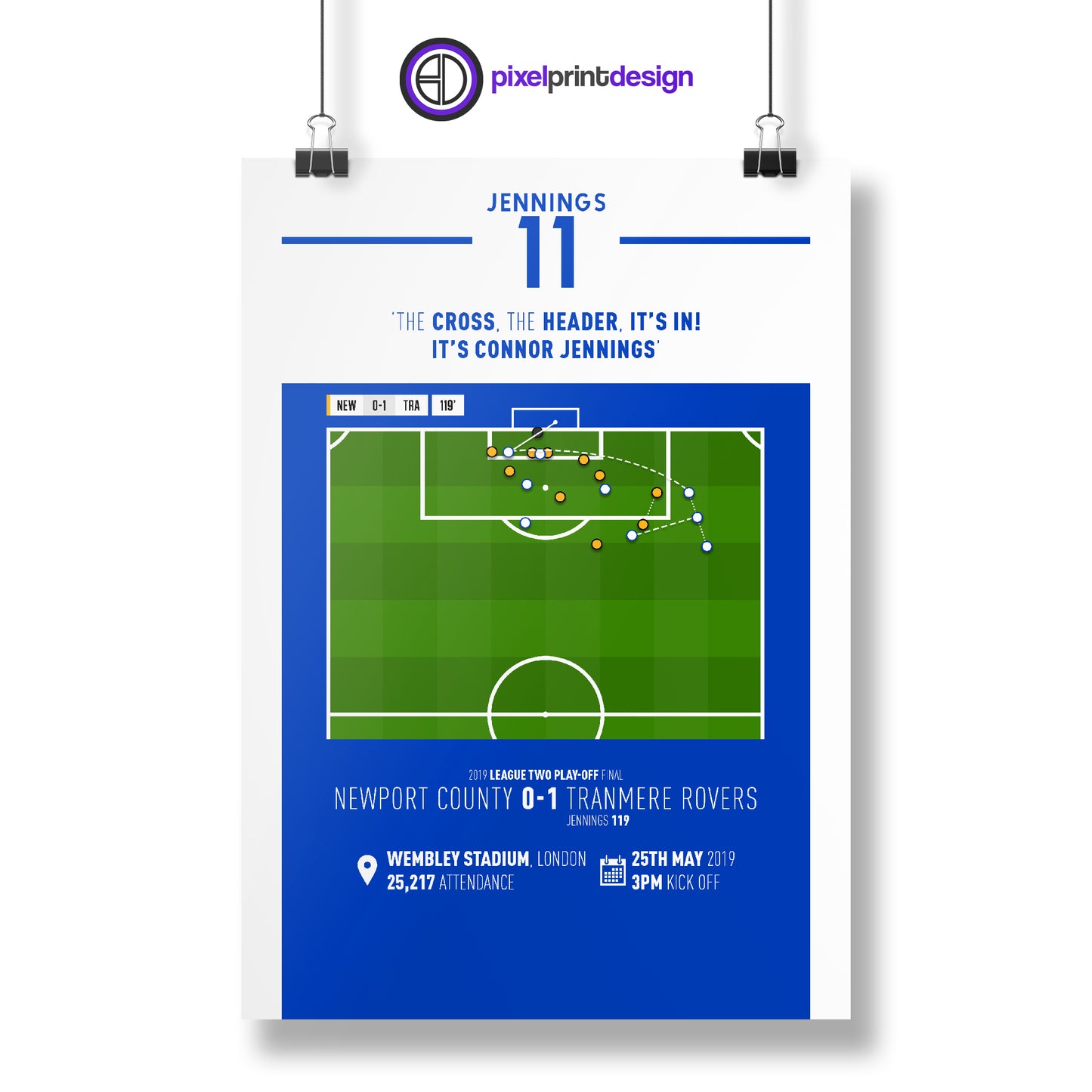 Connor Jennings | Play-Off Final Winner (NEW 0-1 TRA) Goal Print | Poster