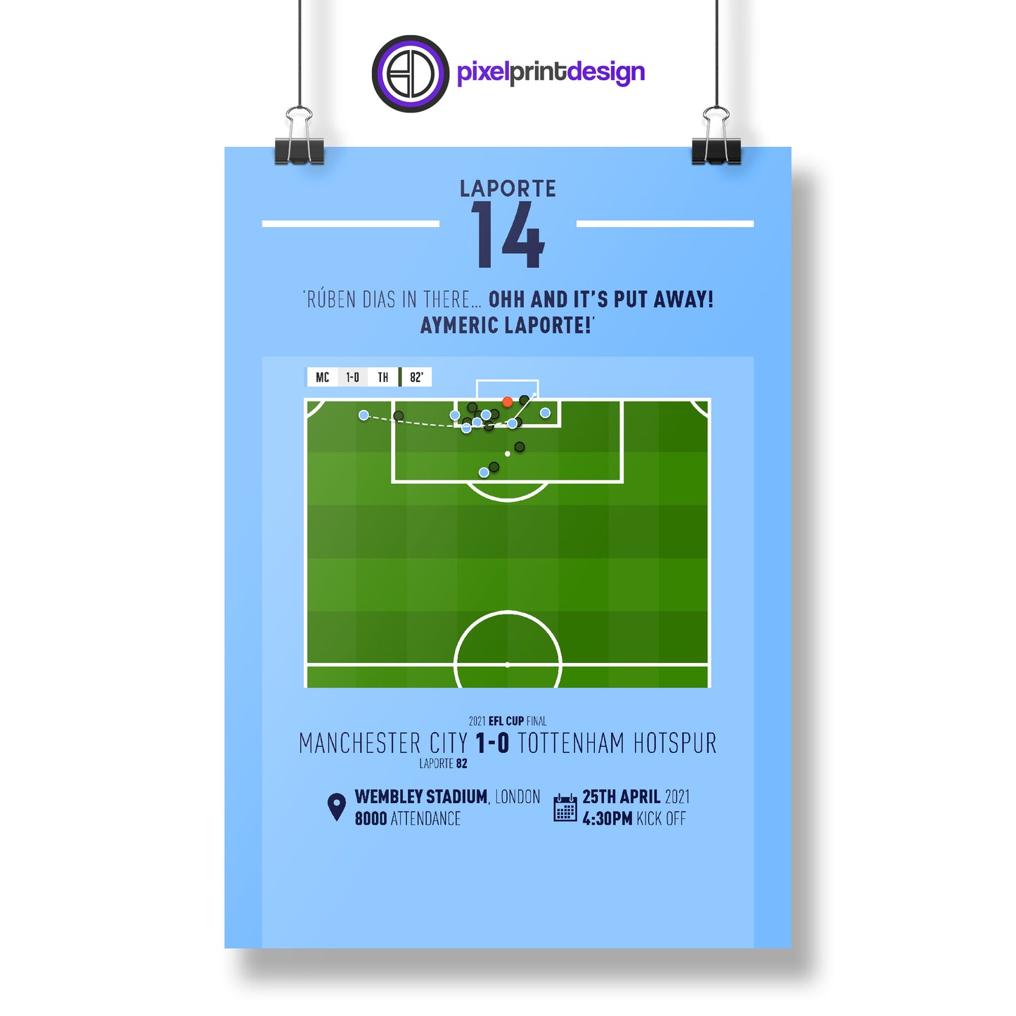 Aymeric Laporte | Late Winner To Secure Cup (MC 1-0 TH) Goal Print | Poster