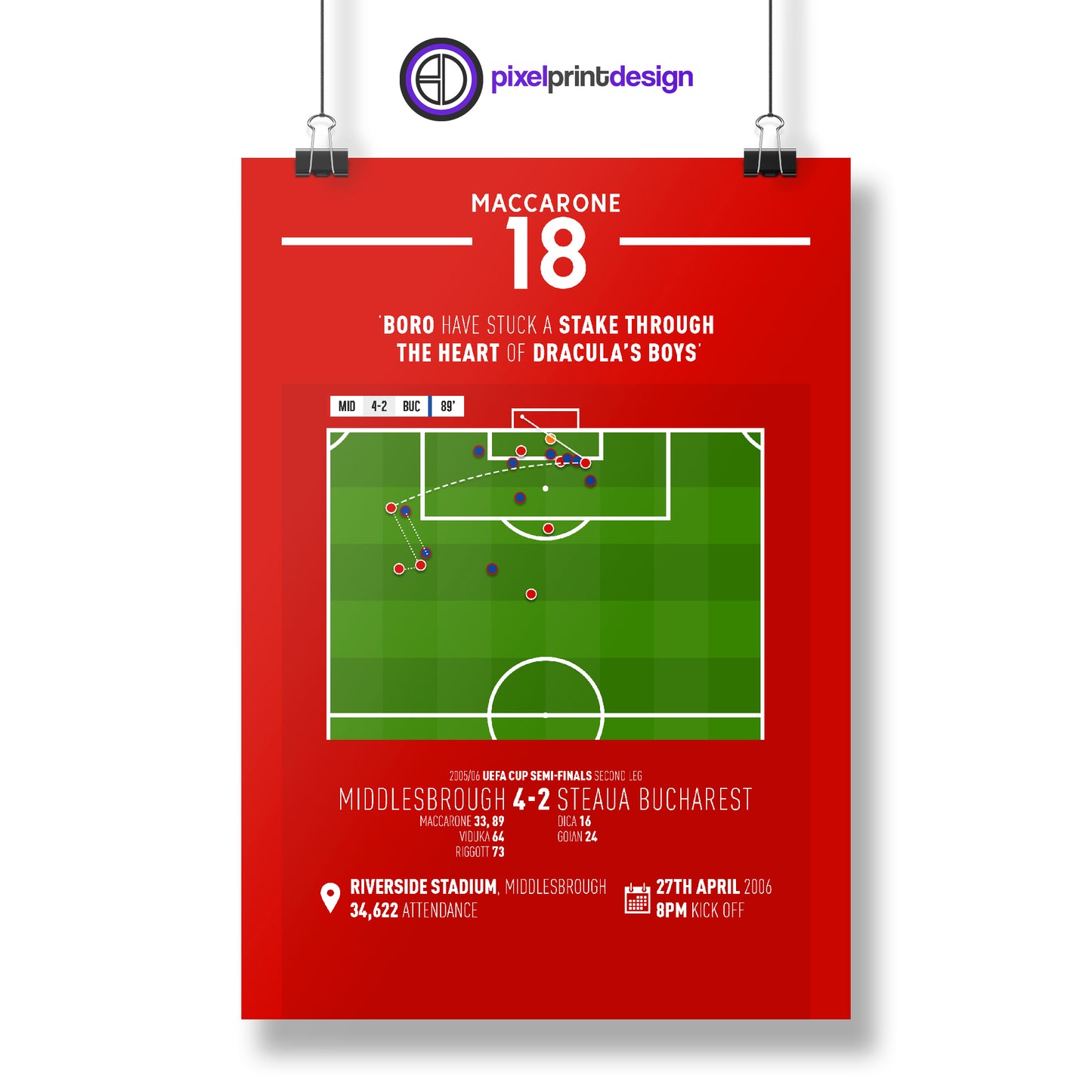 Massimo Maccarone | Dramatic Late Header To Reach European Final (MID 4-2 BUC) Goal Print | Poster