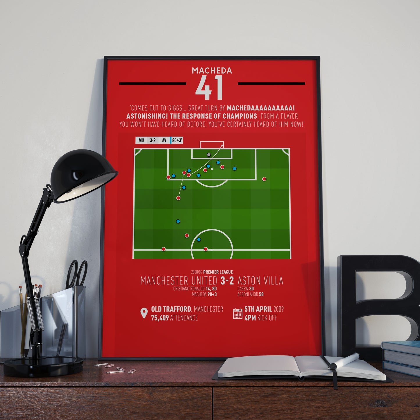 Federico Macheda | 93rd Minute Winner In Title Race (MU 3-2 AV) Goal Print | Poster