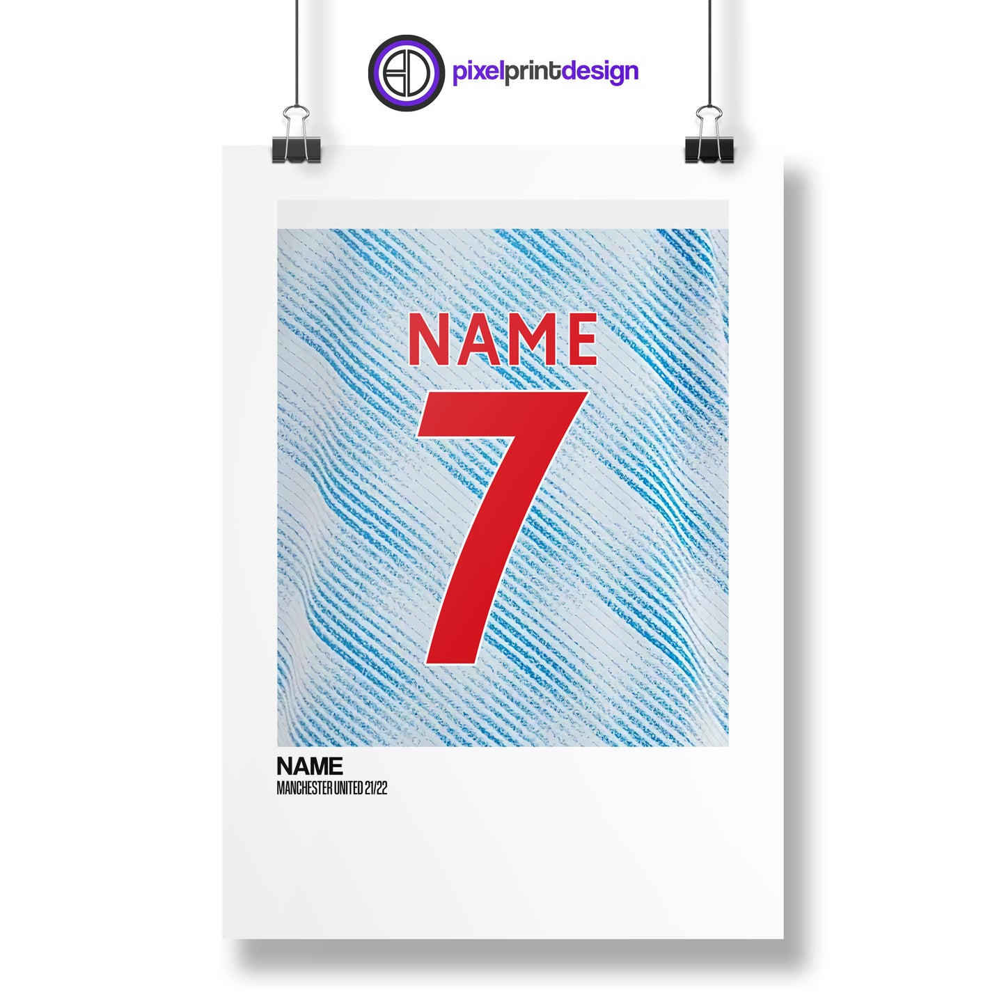 Man UTD Away Kit 21/22 | Custom Name & Number | Poster
