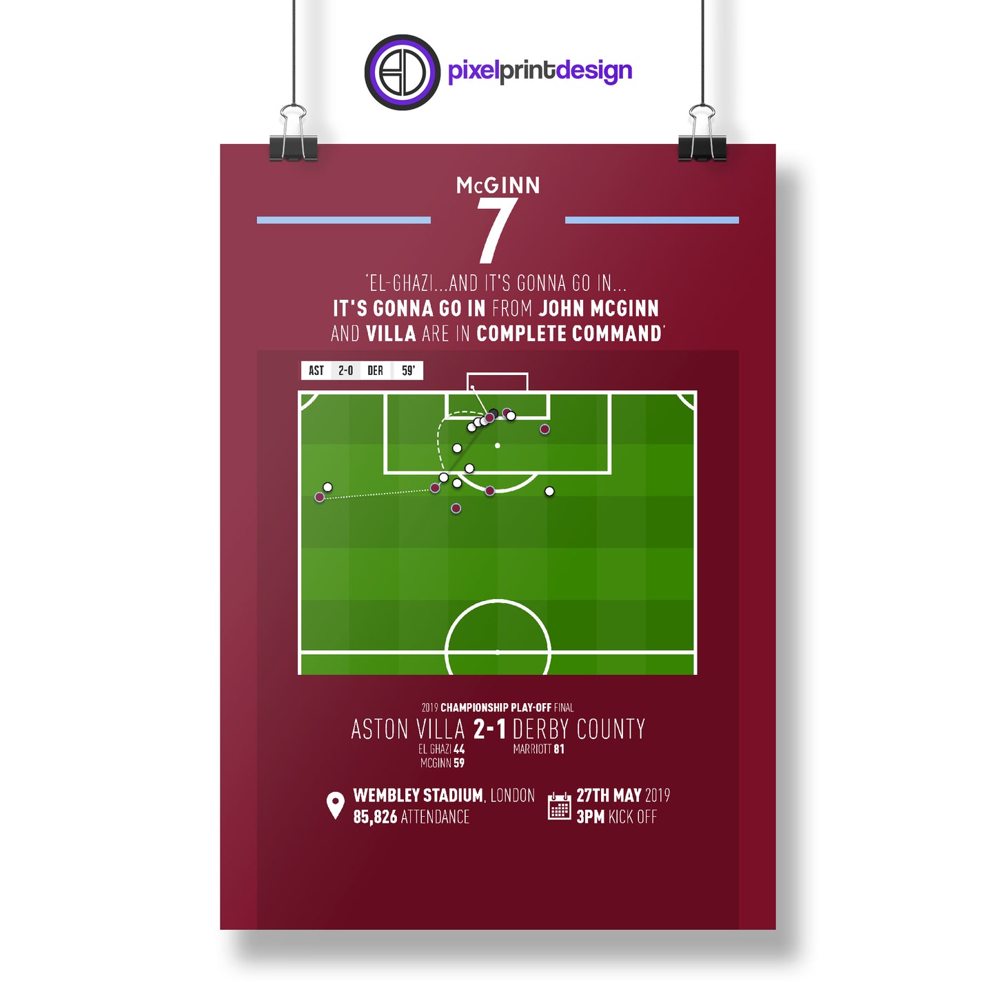 John McGinn | Goal In Play-Off Final To Secure Promotion (AST 2-1 DER) Goal Print | Poster