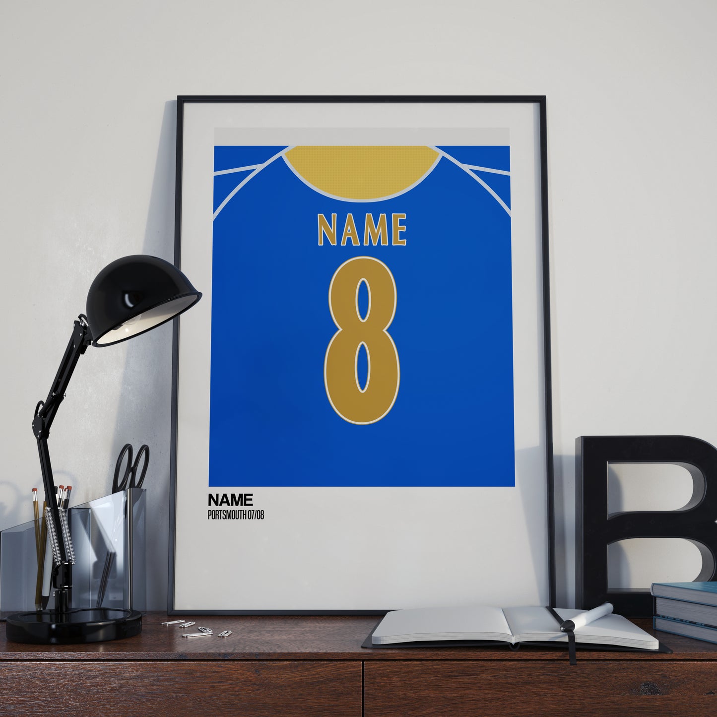 Portsmouth Home Kit 07/08 | Custom Name & Number | Poster