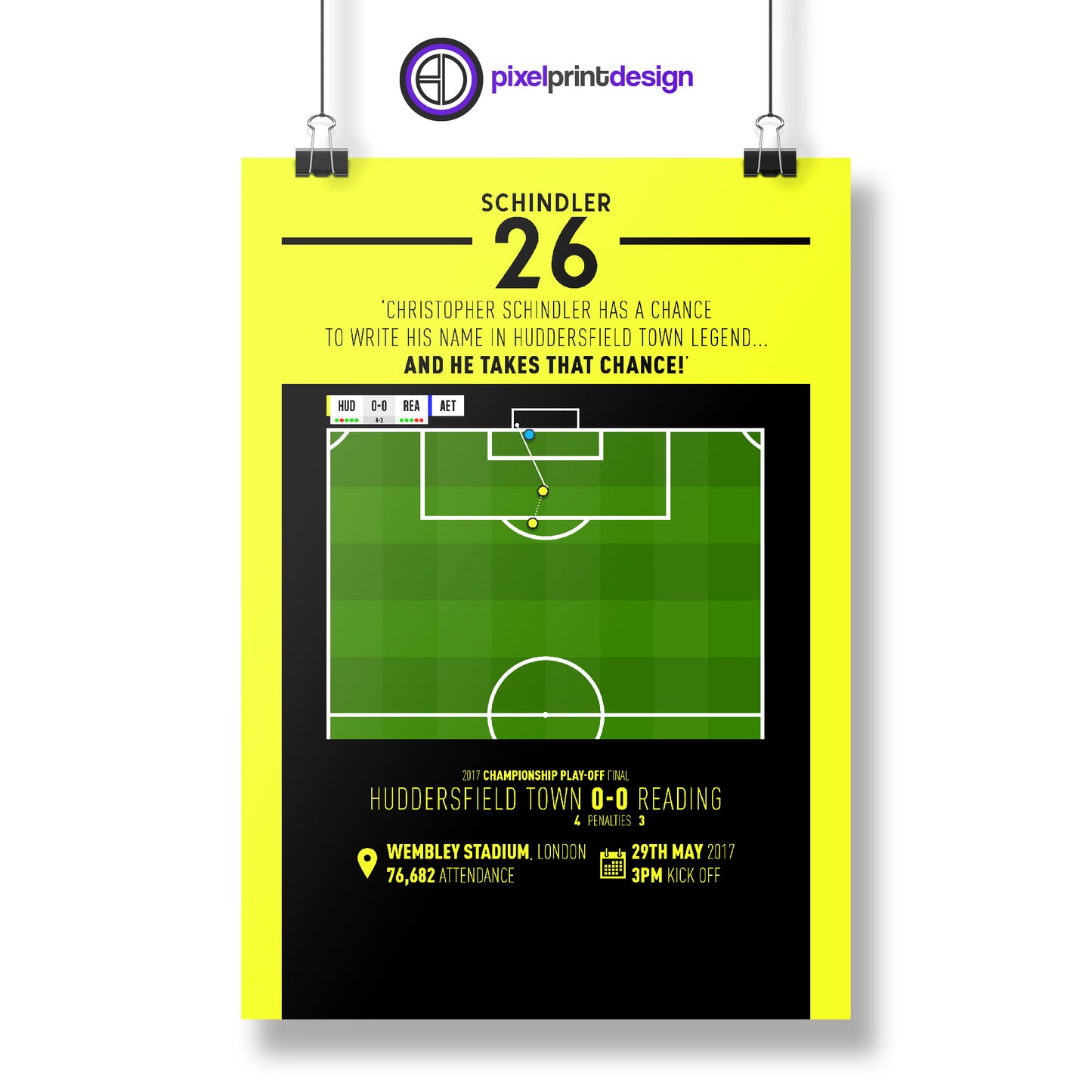 Christopher Schindler | Winning Penalty To Secure Top Flight Promotion (HUD 0-0 REA) Goal Print | Poster