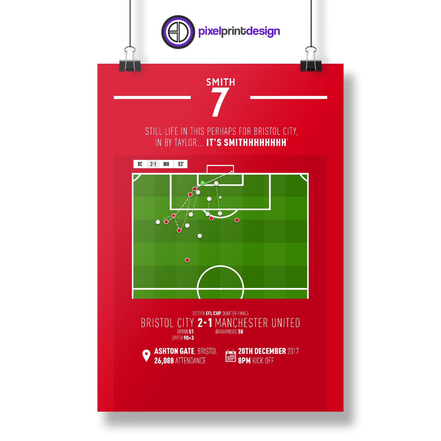 Korey Smith | Dramatic Late Winner In Underdog Cup Win (BC 2-1 MU) Goal Print | Poster