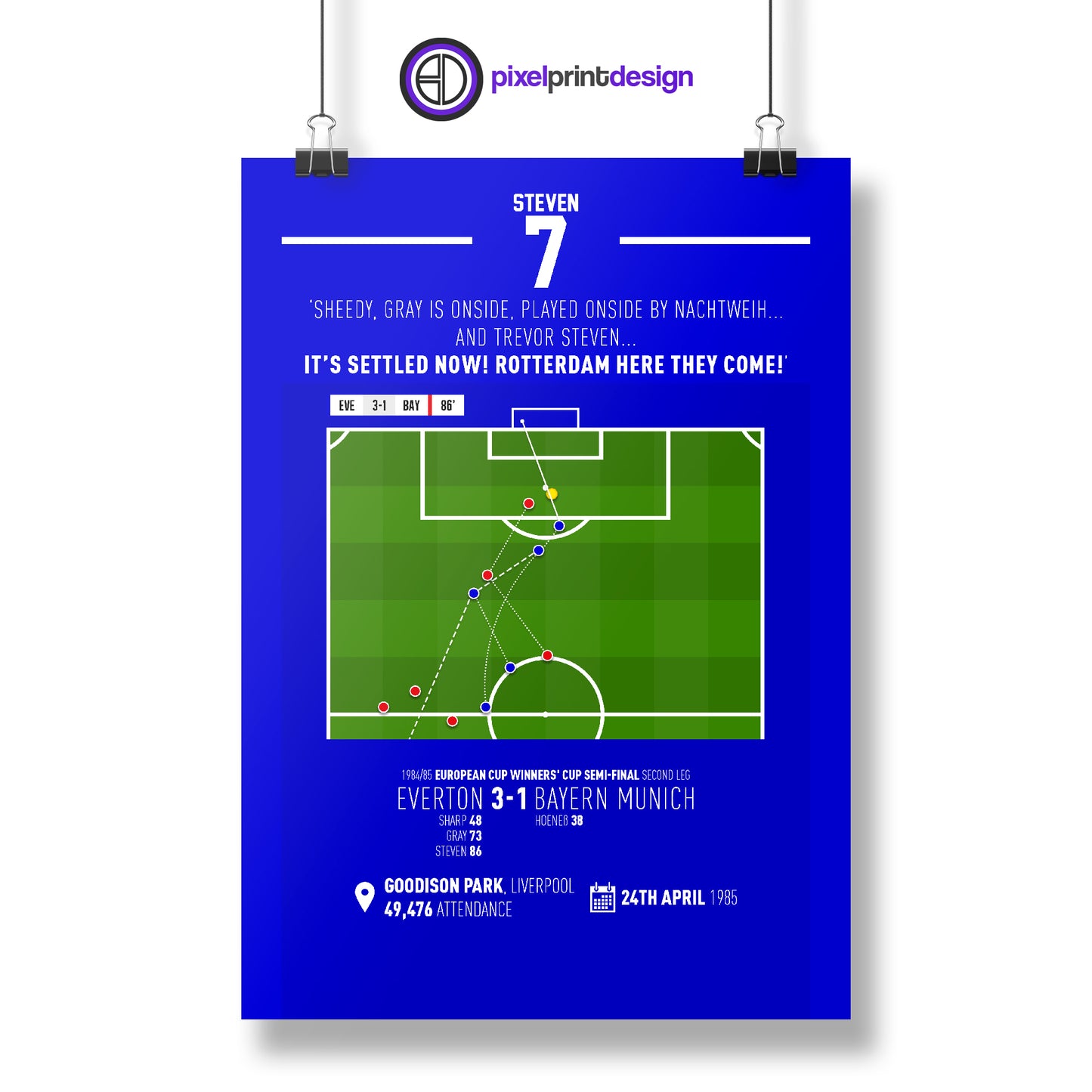 Trevor Steven | Third Goal To Reach Final (EVE 3-1 BAY) Goal Print | Poster