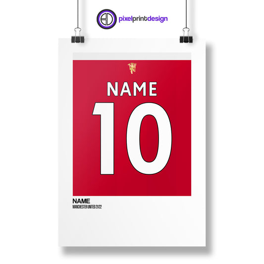 Man UTD Home Kit 21/22 | Custom Name & Number | Poster