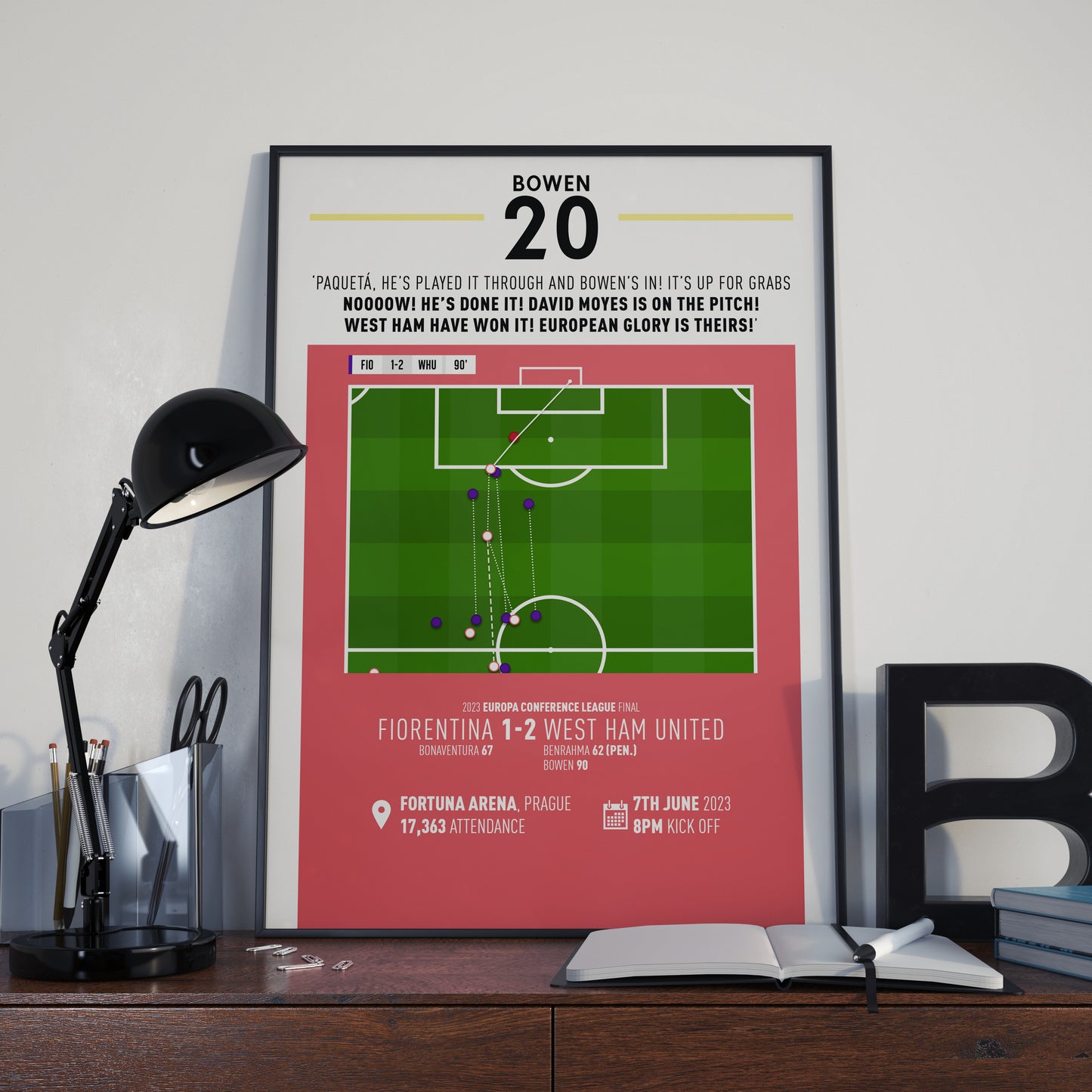 Jarrod Bowen | Late Winner To Secure European Title (Fiorentina 1-2 WEST HAM) Goal Print | Poster