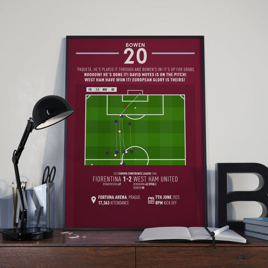 Jarrod Bowen | Late Winner To Secure European Title (Fiorentina 1-2 WEST HAM) Goal Print | Poster