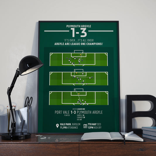 Plymouth Argyle Champions | ALL GOALS (PLYMOUTH 3-1 PORT VALE) Goal Print | Poster