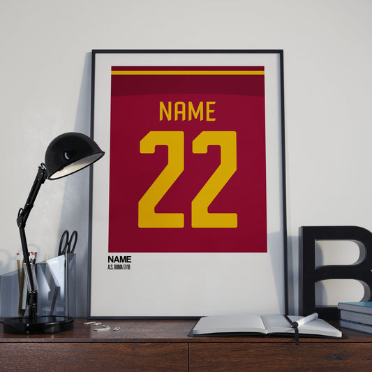 Roma Home Kit 17/18 | Custom Name & Number | Poster