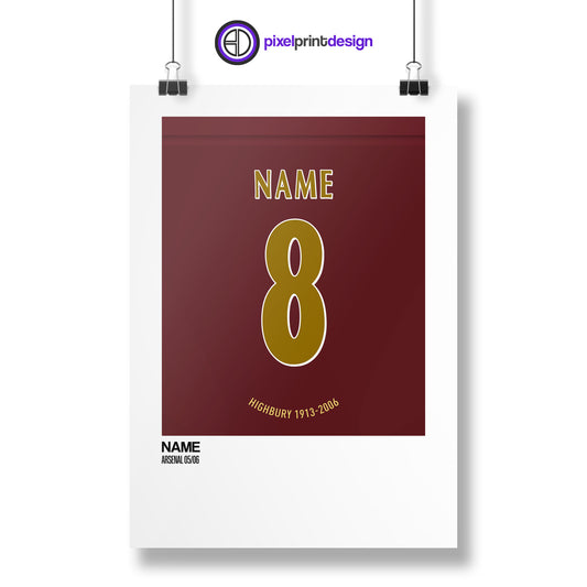 Arsenal Home Kit 05-06 | Custom Name & Number | Poster