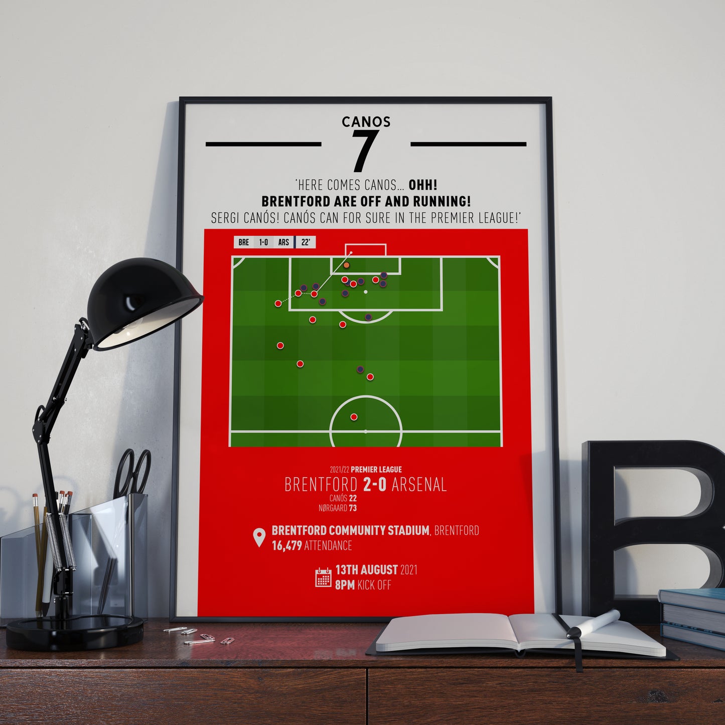 Sergi Canos | Brentford's First PL Goal In Opening Night Win (BRE 2-0 ARS) Goal Print | Poster