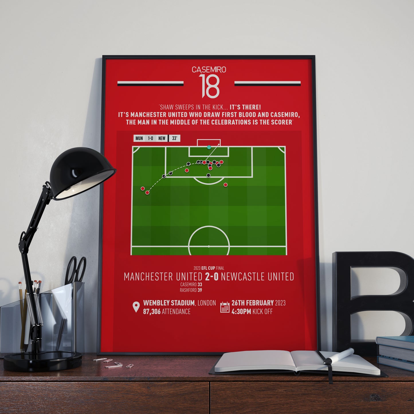 Casemiro | Opening Goal To Win UTD Cup (MUN 2-0 NEW) Goal Print | Poster