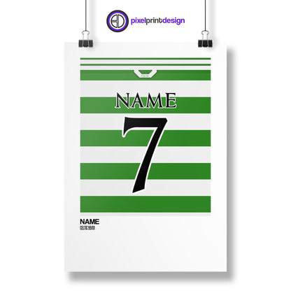 Celtic Home Kit 99-01 | Custom Name & Number | Poster