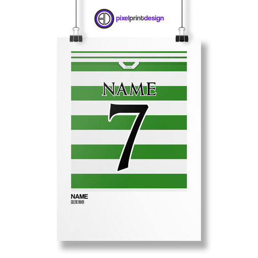 Celtic Home Kit 99-01 | Custom Name & Number | Poster