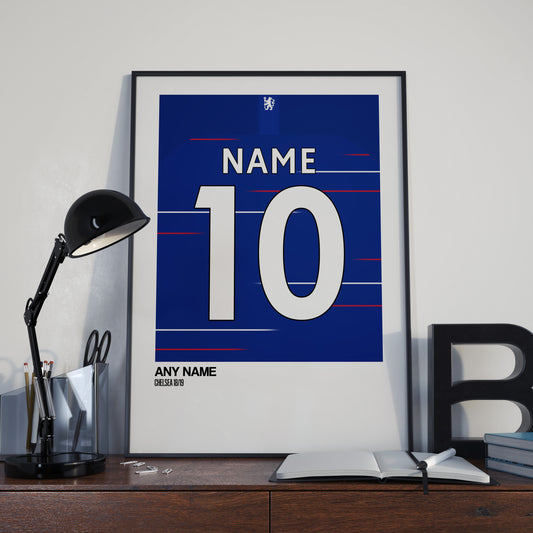 Chelsea Home Kit 18/19 | Custom Name & Number | Poster