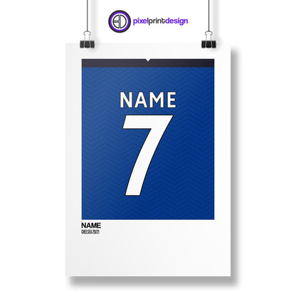 Chelsea Home Kit 20/21 | Custom Name & Number | Poster