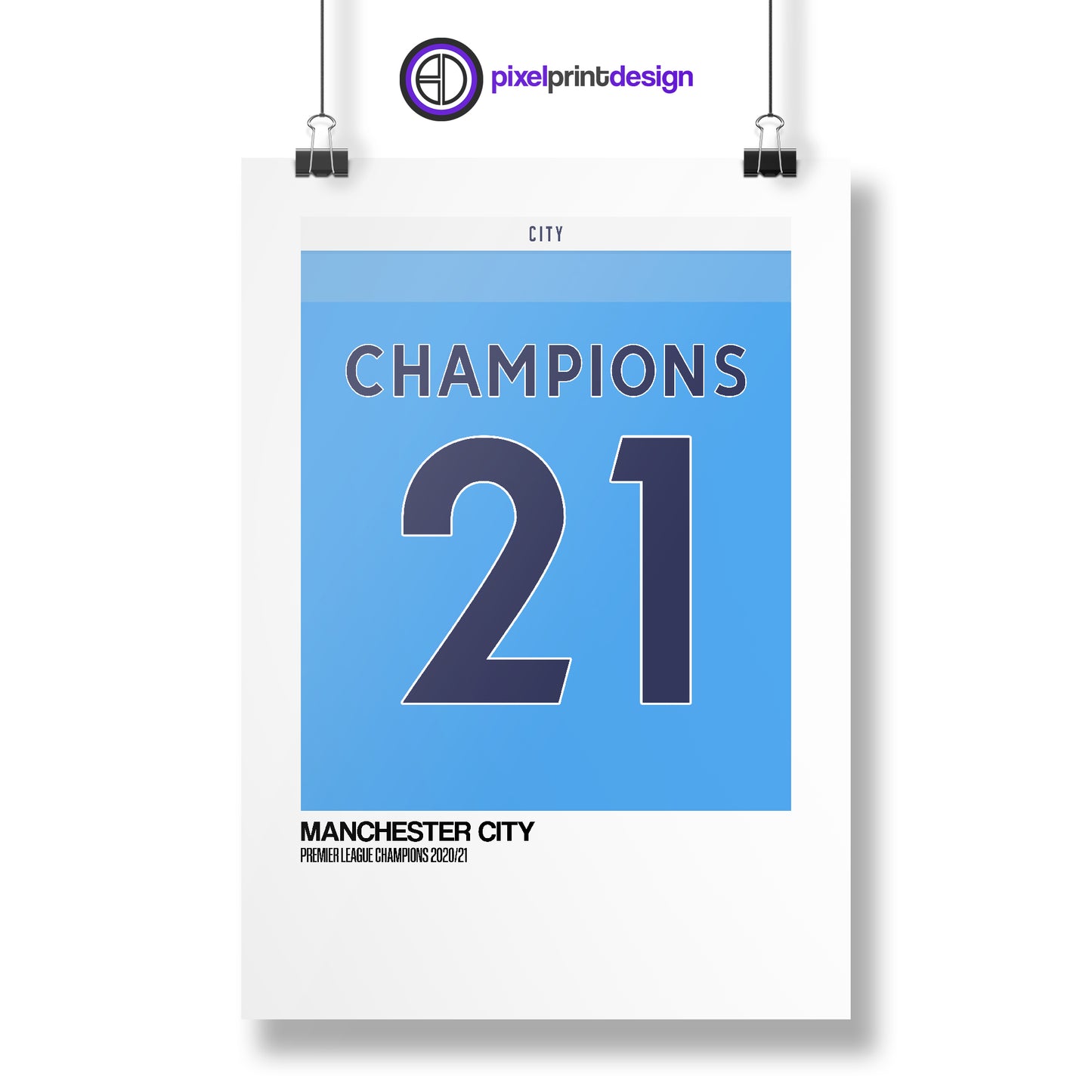 Man City 20/21 | Champions '21' Custom Name & Number | Poster