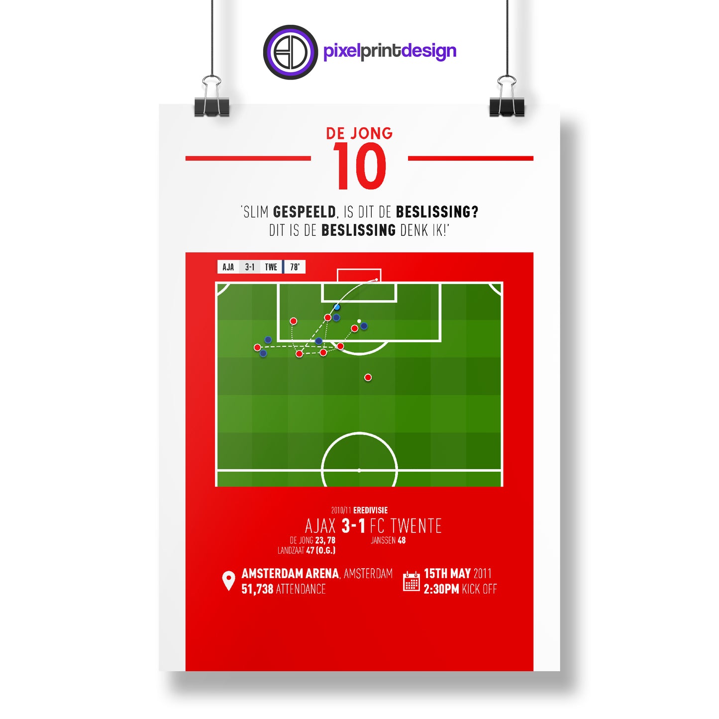 Siem de Jong | Goal To Secure League Title (AJA 3-1 TWE) Goal Print | Poster