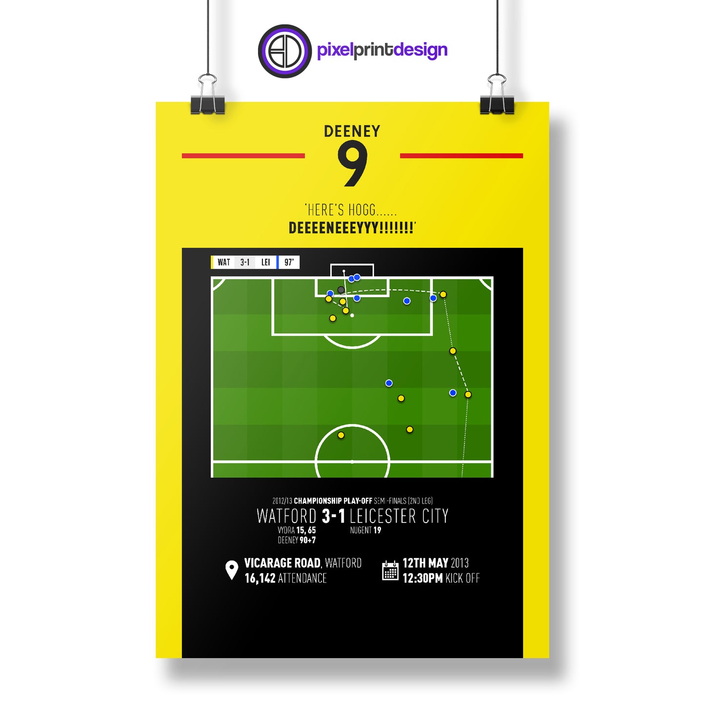 Troy Deeney | Dramatic Late Winner In Crazy Ending (WAT 3-1 LEI) Goal Print | Poster