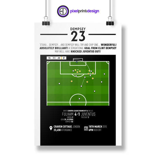 Clint Dempsey | Incredible Chip To Knock Giants Out (FUL 4-1 JUV) Goal Print | Poster