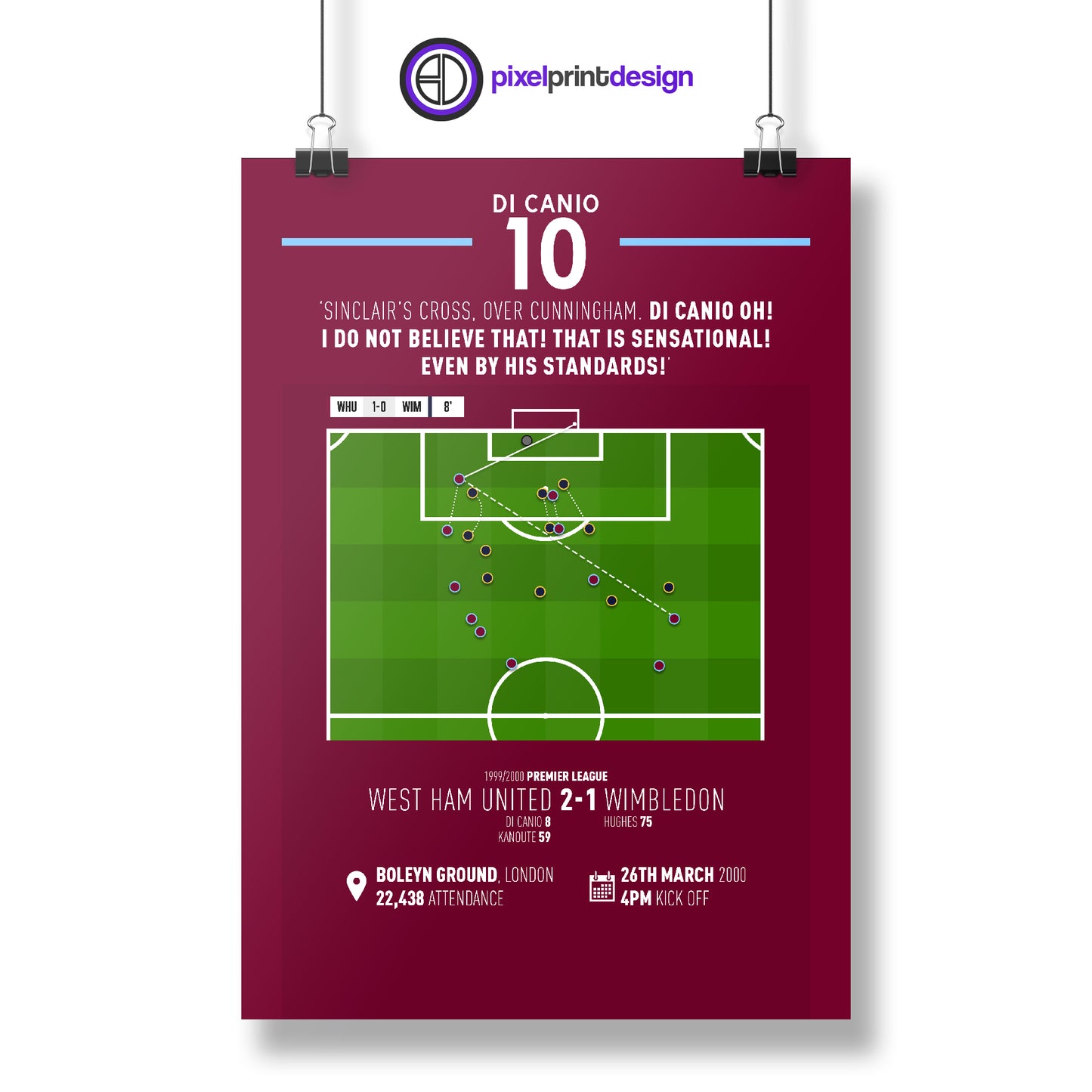 Paolo Di Canio | Iconic Volley (WHU 2-1 WIM) Goal Print | Poster