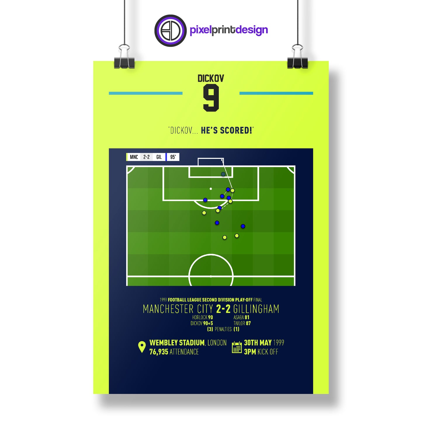 Paul Dickov | Late Equaliser In Play-Off Final (MNC 2-2 GIL) Goal Print | Poster