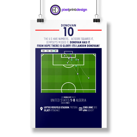 Landon Donovan | Late Winner To Progress As World Cup Group Winners (USA 1-0 ALG) Goal Print | Poster