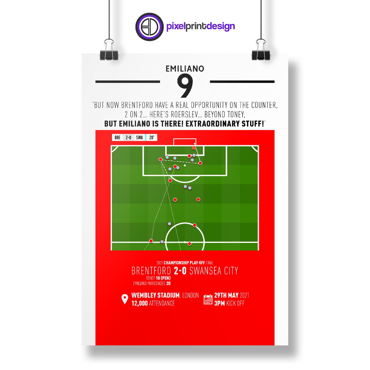 Emiliano Marcondes | Incredible Counter In Play-Off Final (BRE 2-0 SWA) Goal Print | Poster