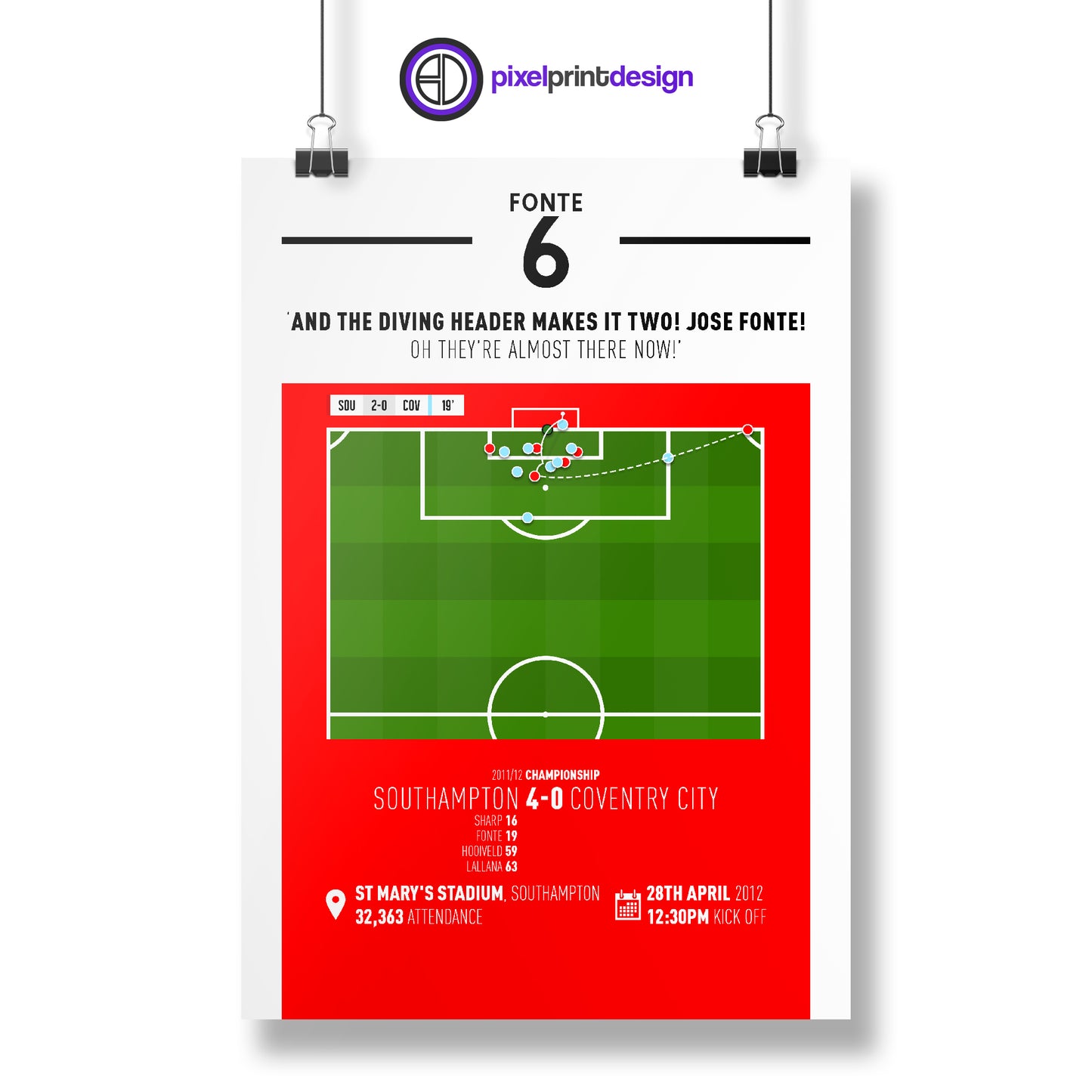 Jose Fonte | Goal To Help Secure Promotion (SOU 4-0 COV) Goal Print | Poster