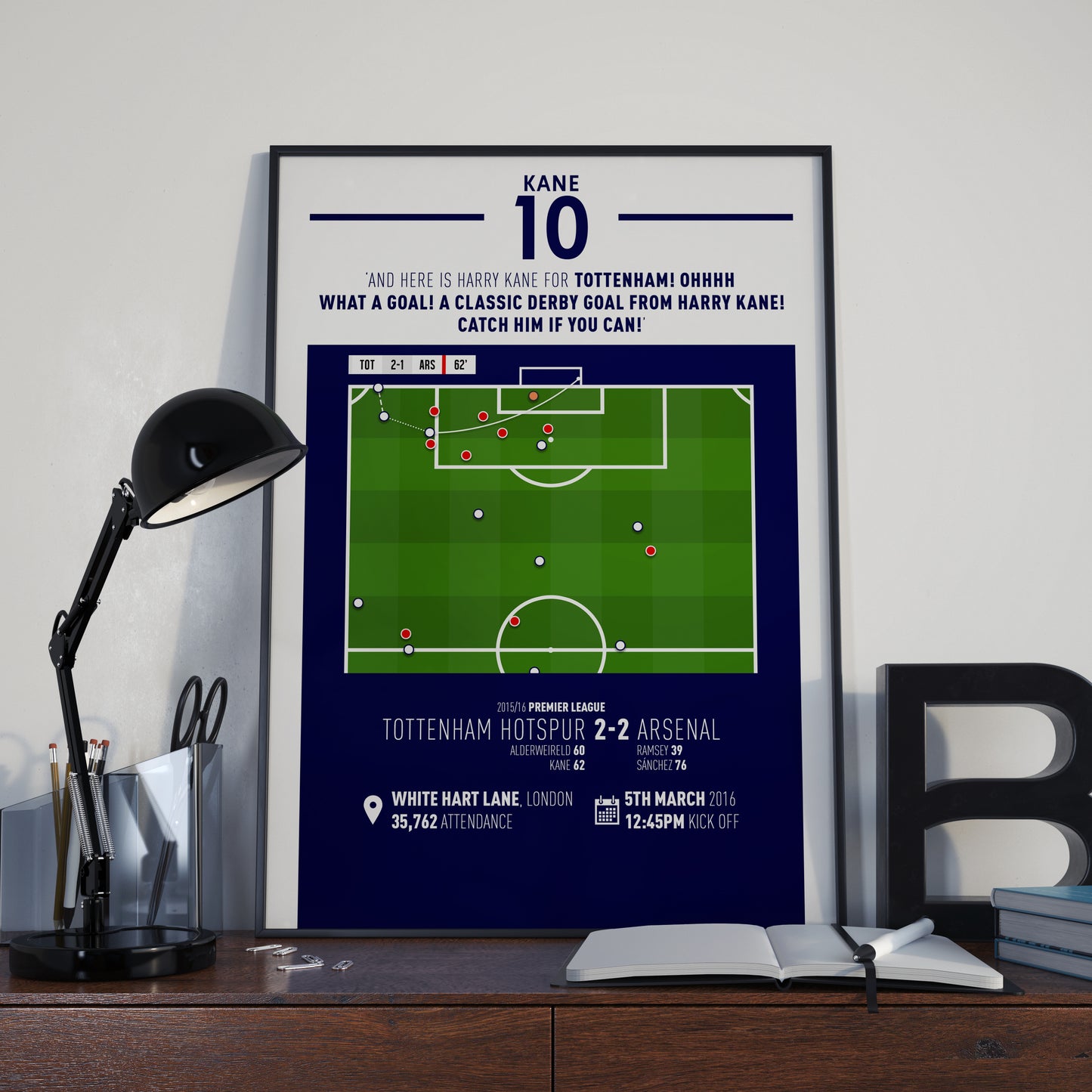 Harry Kane | Beautiful Curling Effort In North London Derby (TOT 2-2 ARS) Goal Print | Poster