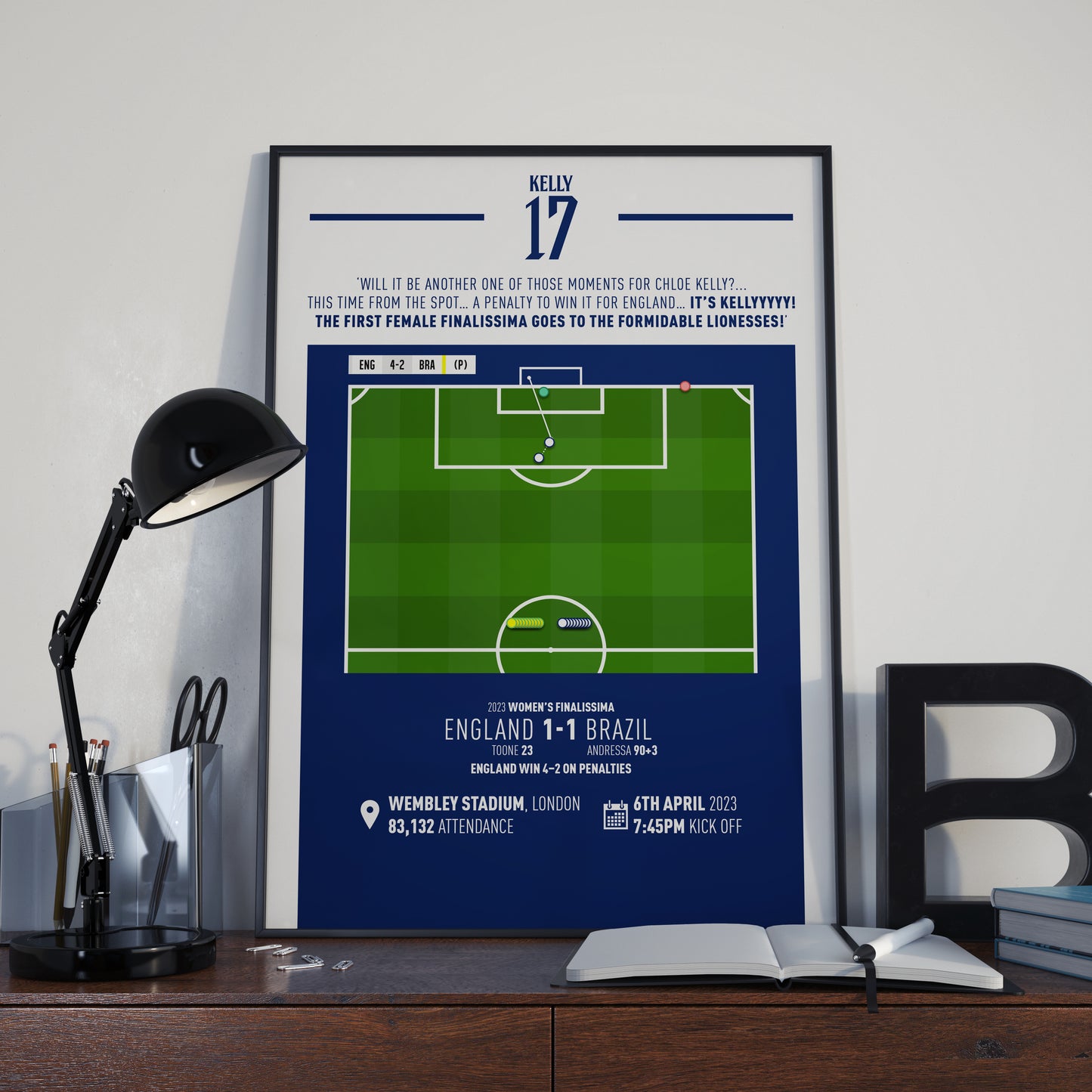 Chloe Kelly | Winning Penalty To Secure Finalissima (ENG 1-1 BRA) Goal Print | Poster