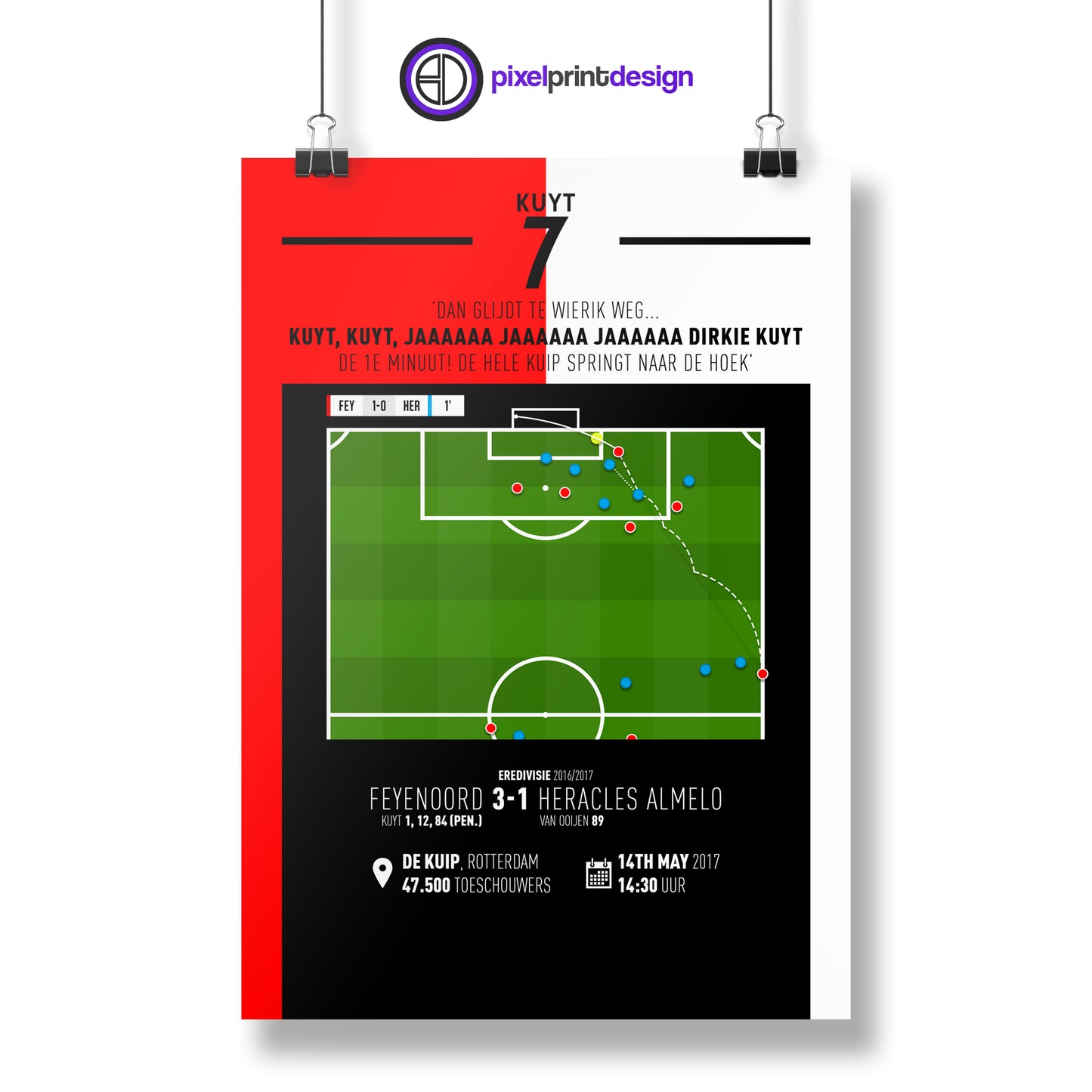 Dirk Kuyt | First Minute Goal On Way To Title & Hat-Trick (FEY 3-1 HER) Goal Print | Poster