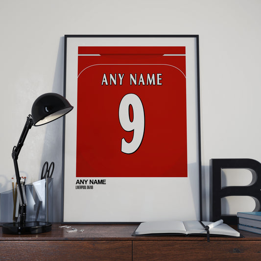 Liverpool Home Kit 06-08 | Custom Name & Number | Poster