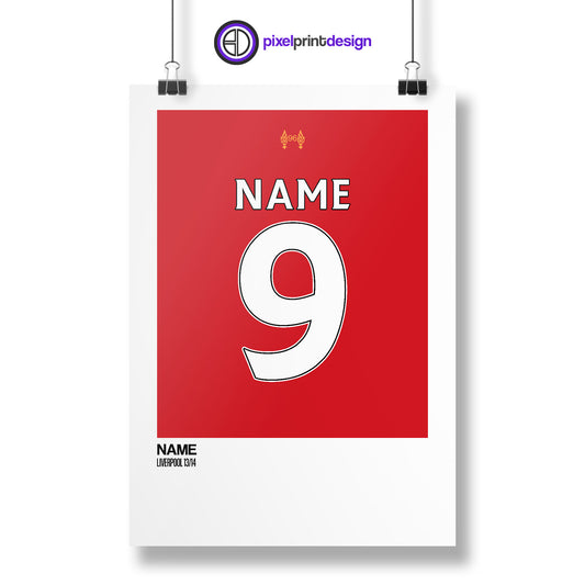Liverpool Home Kit 13-14 | Custom Name & Number | Poster