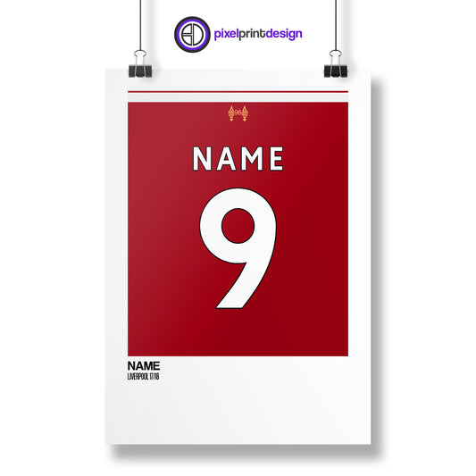 Liverpool Home Kit 17-18 | Custom Name & Number | Poster