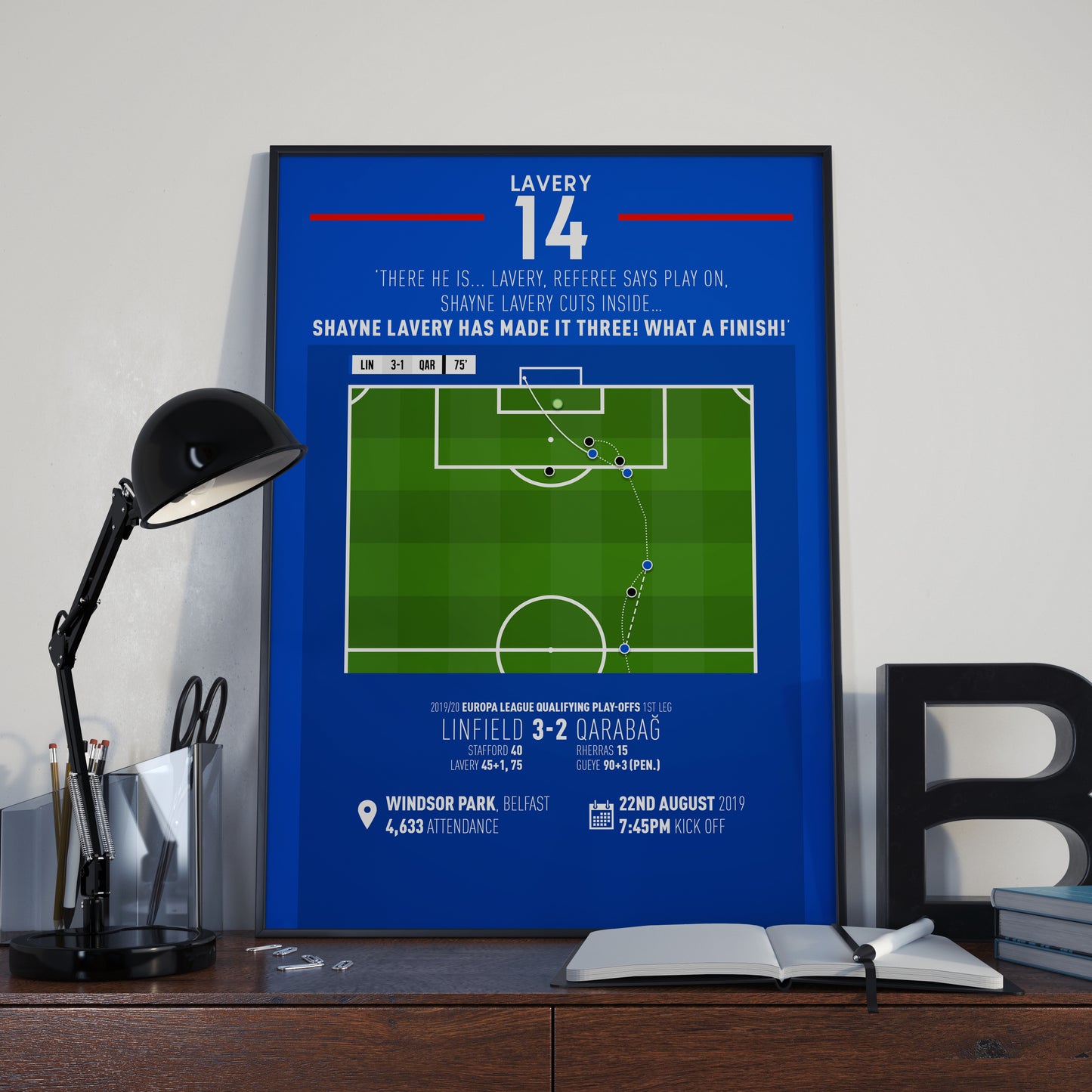 Shayne Lavery | Brilliant Solo Goal In European Qualifier (LIN 3-2 QAR) Goal Print | Poster