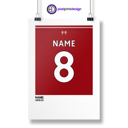 Liverpool Home Kit 18-19 | Custom Name & Number | Poster