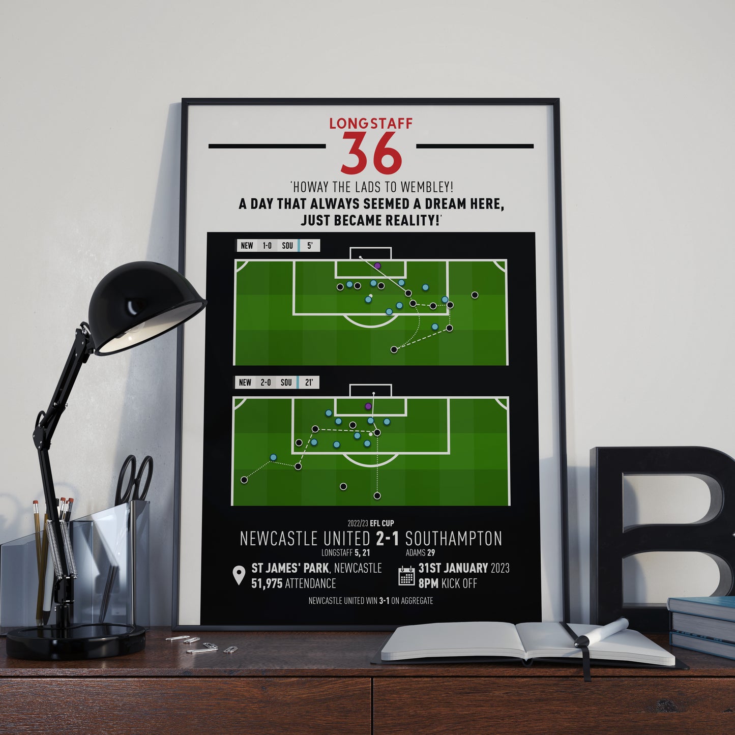 Sean Longstaff | Goals To Send Magpies To Wembley (NEW 2-1 SOU) Goal Print | Poster