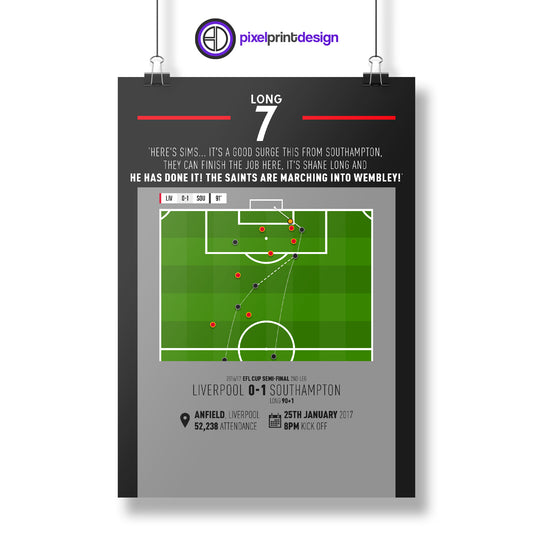 Shane Long | Late Goal To Send Saints To Wembley (LIV 0-1 SOU) Goal Print | Poster