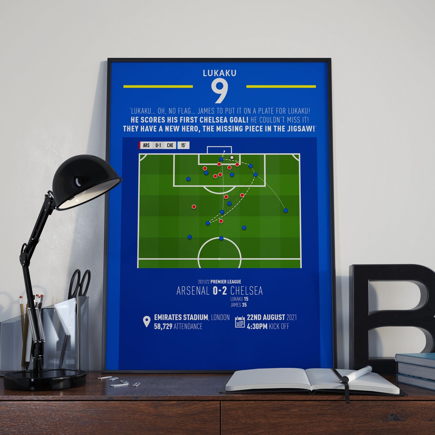 Romelu Lukaku | Debut Goal After Mega Move (ARS 0-2 CHE) Goal Print | Poster